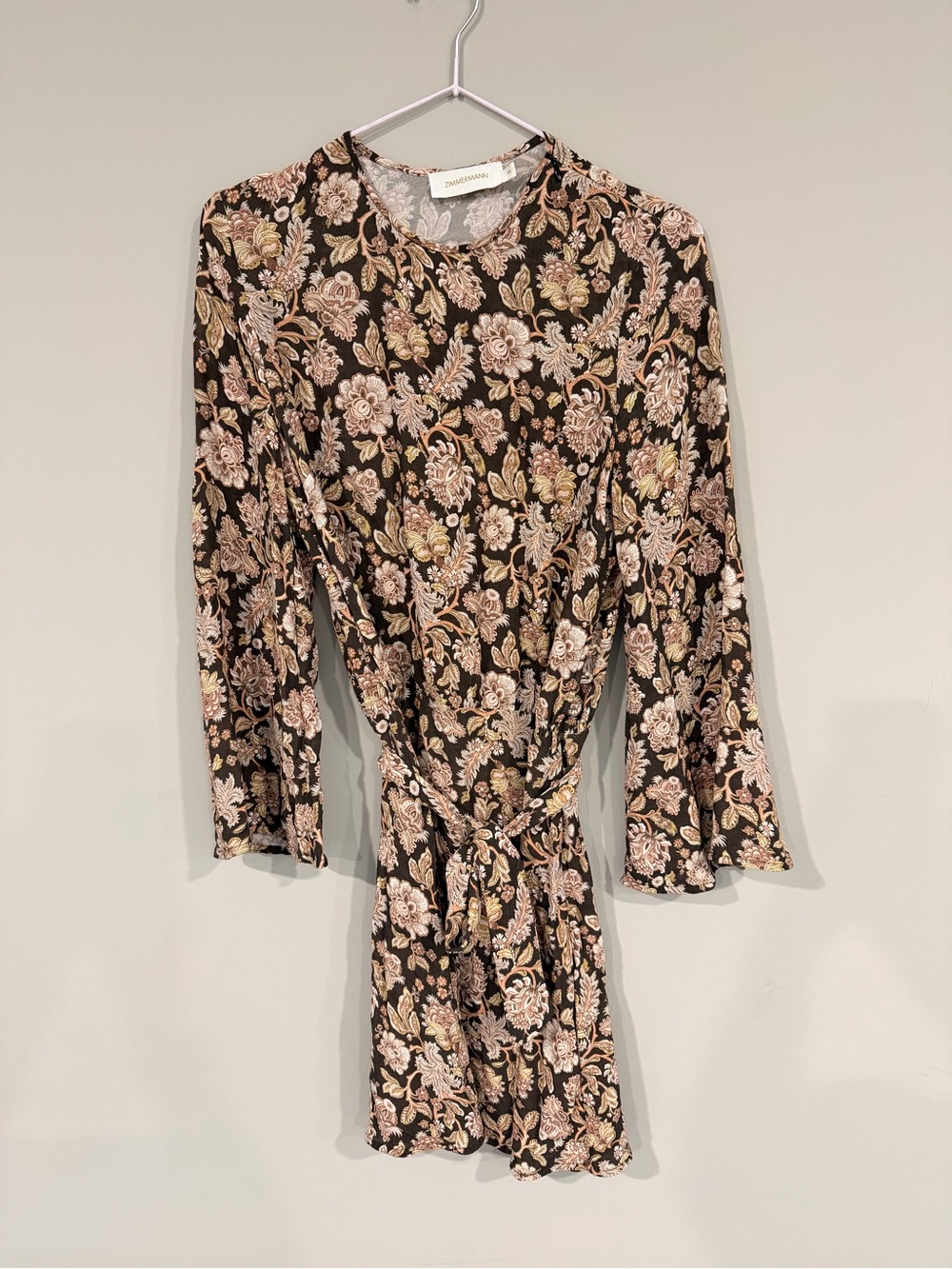 Zimmerman Bowerbird Flared A-line Mini Dress Brown Floral Size 0